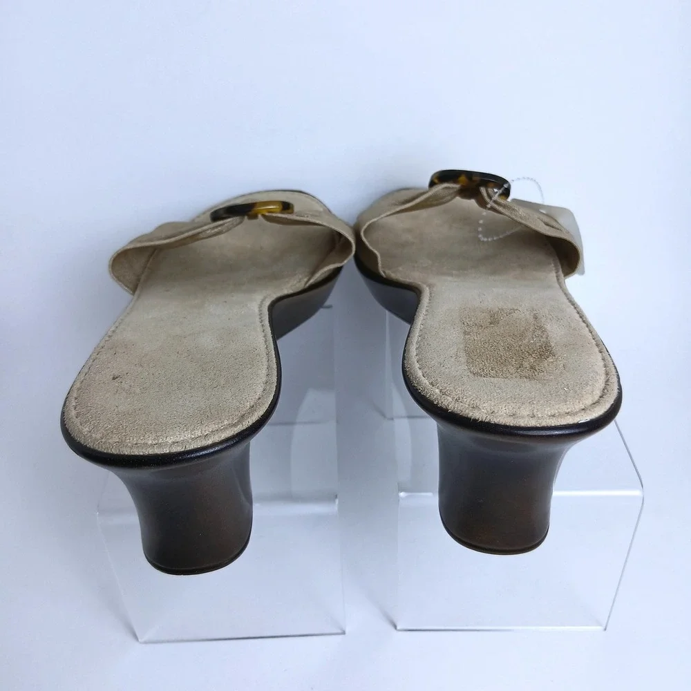 NWT Italian Shoemakers Gold Wedge Slide Sandals Tortoise Buckle Sz 8 Summer